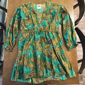 Farm Rio Leopard Print Green Dress